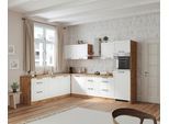 Eckküche Meran mit Geräten ca. 240x300 cm Weiß/Eiche