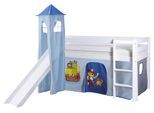 Spielbett "Kasper",aus Kiefer, blau/weiß