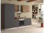 Küchenblock Freia m. Geräte Anthrazit/Nussbaum