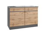 Spülenschrank Turin mit Spüle ca. 120x86 cm Graphit/Eiche