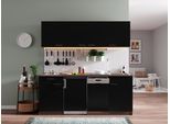 Küchenblock ECONOMY 195 Schwarz/Eiche B: 195 cm