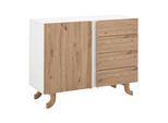 Sideboard Vira Weiß/Kieferfarben Echtholz