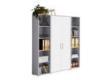 Aktenschrank Office Edition Sw Set 3 hoch Grau/Weiß