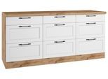 Küchenunterschrank Meran ca. 180x86 cm Weiß/Eiche