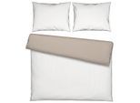 Bettwäsche Twill Streif XXL Weiß/Beige ca. 200x220cm