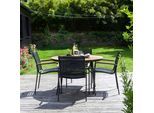 Gartentischgruppe Ellen Anthrazit/Teak 5-tlg.