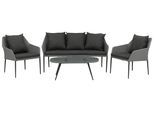 Loungegarnitur Spoga 4-tlg. Grau/Schwarz
