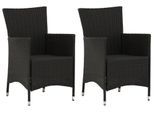 Gartensessel 2er-Set Knick ca. 60x88x60 cm Schwarz