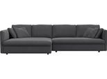 Ecksofa FLEXLUX "Lovane", grau (dervit grau), B:290cm H:84cm T:185cm, 100% Polyester, Sofas, Ecksofa, Weich & anschmiegsam, große Sitztiefe auf Kaltschaum, Dekokissen inkl.