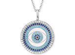 Kette mit Anhänger ENGELSRUFER "LUCKY EYE", blau (silberfarben, blau, kristallweiß, hellblau, schwarz), Halsketten, Damen, Silber 925 (Sterlingsilber), L: 50, mit Emaille - mit Zirkonia (synth.)