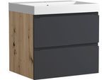 Waschtisch WELLTIME "CABO, Waschtisch", matt grau, B:60cm H:58,5cm T:46cm, Waschtische, Waschtisch, matt grau, griffloses Design