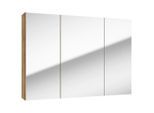 P & B Spiegelschrank, Erle, Glas, 4 Fächer, 85x60x15 cm, Soft-Close-System, Badezimmer, Badezimmerspiegel, Spiegelschränke