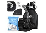 KESSER® Sandfilter Sandfilteranlage + 800g Filterbälle ersetzen 25kg Filtersand- Poolfilter 10 m³/h Filteranlage Filterkessel für Pool Schwimmbecken 4-Wege Ventil , einfache Steuerung