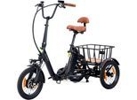 E-Bike SACHSENRAD "T6S Comfort air faltbar mit Korb und Alarmanlage" Gr. 42, schwarz, Elektrofahrräder, 42cm, 16 Zoll (40,64cm)