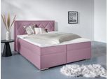 Boxbett HOME AFFAIRE "Alfie, wahlweise mit Bettkasten", rosa (rose), L:206cm, Bezug Bett: Samtvelours (100% Polyester), Bezug der Spiegelfläche Matratzendrell aus 100% Polyester. Topperbezug abnehmbar und waschbar bis 30º C, aus 100% Polyester, Komplettbetten, Boxbett, mit Straßsteinen im Kopfteil, H2, H3 und H4 wählbar