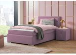 Boxbett HOME AFFAIRE "ALFIE, Polsterbett wahlweise mit Bettkasten, Samtvelours-Bezug", rosa (rose), L:206cm, Bezug Bett: Samtvelours (100% Polyester), Bezug der Spiegelfläche Matratzendrell aus 100% Polyester. Topperbezug abnehmbar und waschbar bis 30º C, aus 100% Polyester, Komplettbetten, Boxbett, mit Bonnell-oder Taschenfederkernmatratze H2,H3, H4, 120/140/180x200cm