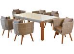 Garten-Essgruppe MERXX "Imperia", beige, Aluminium, Kunststoff, Massivholz, Sitzmöbel-Sets, Garten-Essgruppe, inkl. Auflagen