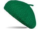 Baskenmütze STYLEBREAKER "Feinstrick Baskenmütze mit Flechtmuster", Damen, grün, Obermaterial: 100% Polyacryl PAN., Modisch, Mützen Baskenmütze