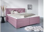 Boxbett HOME AFFAIRE "Alfie, wahlweise mit Bettkasten", rosa (rose), L:206cm, Bezug Bett: Samtvelours (100% Polyester), Bezug der Spiegelfläche Matratzendrell aus 100% Polyester. Topperbezug abnehmbar und waschbar bis 30º C, aus 100% Polyester, Komplettbetten, Boxbett, mit Straßsteinen im Kopfteil, H2, H3 und H4 wählbar