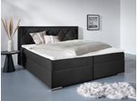Boxbett HOME AFFAIRE "Alfie, wahlweise mit Bettkasten", schwarz, L:206cm, Bezug Bett: Samtvelours (100% Polyester), Bezug der Spiegelfläche Matratzendrell aus 100% Polyester. Topperbezug abnehmbar und waschbar bis 30º C, aus 100% Polyester, Komplettbetten, Boxbett, mit Straßsteinen im Kopfteil, H2, H3 und H4 wählbar