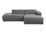Ecksofa HOME AFFAIRE "Noord mit Kedernaht, Breite 227 cm, L-Form", grau (anthrazit), B:227cm H:71cm T:161cm, 100% Polyester, Sofas, Ecksofa, Cord, Struktur, Webstoff, mit Wellenunterfederung, Massivholzrahmen