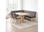 Eckbankgruppe OTTO HOME "Beluna + Cross Essecke Sitzgruppe Eckbank Küchenbank", grau (dunkelgrau), B:210cm H:89cm T:169cm, Sitzmöbel-Sets, Eckbankgruppe, Sitzgruppe Esszimmer Stühle Tisch und Bank bequem gepolstert