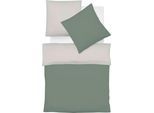 Wendebettwäsche FLEURESSE "Provence W", grün (salbei, leinen), B/L: 135cm x 200cm, 1 Stk., 1 Stk., Halbleinen, B/L: 80cm x 80cm, 2 Stk., Halbleinen, Obermaterial: 50% Baumwolle, 50% Leinen, Bettwäsche, Wendebettwäsche, 50% Baumwolle, 50% Leinen, in Gr. 135x200, 155x220, 200x200cm