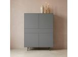 Highboard "Essentials, Sideboard, Kommode, Anrichte, Schrank, Stauraumschrank", grau (graphit), B:111cm H:141,9cm T:42cm, Holzwerkstoff, MDF, LEGER HOME BY LENA GERCKE, Sideboards, Highboard, Breite: 111 cm, UV lackiert, Push-to-open-Funktion