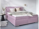 Boxbett HOME AFFAIRE "Alfie, wahlweise mit Bettkasten", rosa (rose), L:206cm, Bezug Bett: Samtvelours (100% Polyester), Bezug der Spiegelfläche Matratzendrell aus 100% Polyester. Topperbezug abnehmbar und waschbar bis 30º C, aus 100% Polyester, Komplettbetten, Boxbett, mit Straßsteinen im Kopfteil, H2, H3 und H4 wählbar
