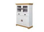 Highboard OTTO HOME "Rügen", weiß (weiß, honig), B:95cm H:130cm T:40cm, Massivholz, Sideboards, Highboard, Vitrine im Landhausstil, zertifiziertes Massivholz, Höhe 131 cm