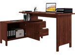 Schreibtisch OTTO HOME "Luven, aus Massivholz", braun (dunkelbraun), B:140cm H:76cm T:60cm, Tische, Schreibtisch, in 2 Breiten, variable Nutzung als Schreibtisch oder Eckschreibtisch