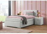 Boxbett HOME AFFAIRE "Alfie, wahlweise mit Bettkasten", grau (hellgrau), L:206cm, Bezug Bett: Samtvelours (100% Polyester), Bezug der Spiegelfläche Matratzendrell aus 100% Polyester. Topperbezug abnehmbar und waschbar bis 30º C, aus 100% Polyester, Komplettbetten, Boxspringbett, mit Straßsteinen im Kopfteil, H2, H3 und H4 wählbar