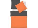 Wendebettwäsche FLEURESSE "Provence W", orange (orange, schiefer), B/L: 135cm x 200cm, 1 Stk., 1 Stk., Halbleinen, B/L: 80cm x 80cm, 2 Stk., Halbleinen, Obermaterial: 50% Baumwolle, 50% Leinen, Bettwäsche, Wendebettwäsche, 50% Baumwolle, 50% Leinen, in Gr. 135x200, 155x220, 200x200cm