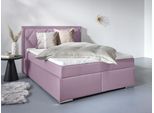 Boxbett HOME AFFAIRE "Alfie, wahlweise mit Bettkasten", rosa (rose), L:206cm, Bezug Bett: Samtvelours (100% Polyester), Bezug der Spiegelfläche Matratzendrell aus 100% Polyester. Topperbezug abnehmbar und waschbar bis 30º C, aus 100% Polyester, Komplettbetten, Boxspringbett, mit Straßsteinen im Kopfteil, H2, H3 und H4 wählbar, Topseller