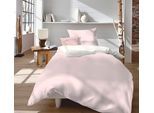 Wendebettwäsche FLEURESSE "Provence W", rosa (pink, creme), B/L: 200cm x 200cm, 1 Stk., 2 Stk., Halbleinen, B/L: 80cm x 80cm & 80cm x 80cm, 3 Stk., Halbleinen, Obermaterial: 50% Baumwolle, 50% Leinen, Bettwäsche, Wendebettwäsche, 50% Baumwolle, 50% Leinen, in Gr. 135x200, 155x220, 200x200cm
