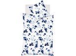 Wendebettwäsche FLEURESSE "Provence Cassis 344103", blau (navy), B/L: 155cm x 220cm, 1 Stk., 1 Stk., Halbleinen, B/L: 80cm x 80cm, 2 Stk., Halbleinen, Obermaterial: 50% Baumwolle, 50% Leinen, Bettwäsche, Wendebettwäsche, 50% Baumwolle, 50% Leinen, in Gr. 135x200, 155x220, 200x200cm
