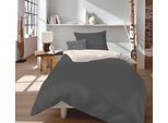 Wendebettwäsche FLEURESSE "Provence W", grau (schiefer, leinen), B/L: 155cm x 220cm, 1 Stk., 1 Stk., Halbleinen, B/L: 80cm x 80cm, 2 Stk., Halbleinen, Obermaterial: 50% Baumwolle, 50% Leinen, Bettwäsche, Wendebettwäsche, 50% Baumwolle, 50% Leinen, in Gr. 135x200, 155x220, 200x200cm