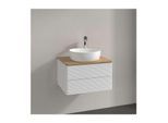 Villeroy und Boch Antao Waschtisch-Unterschrank L18151GF mit Beleuchtung, 2 Auszüge, 600 x 360 x 500 mm, Front mit Struktur, Glossy White Lacquer / Honey Oak