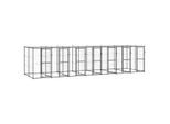 VidaXL Outdoor-Hundezwinger Stahl mit Dach schwarz 7,7 m, 2,2 m, 1,8 m