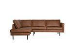 Livetastic , Cognac , Textil, Leder , Echtleder , Rindleder , Ottomane links, L-Form , 266x213 cm , Made in EU , Armteil rechts , Wohnzimmer, Sofas & Couches, Wohnlandschaften, Ecksofas