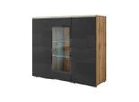 P & B , Schwarz, Eiche Wotan , Holzwerkstoff , 9 Fächer , 120x103.3x39.5 cm , FSC , stehend, Beleuchtung ,