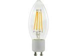 SEGULA LED-Leuchtmittel "LED Kerze - GU10", Energieeffizienz: F (A-G), transparent (klar), L:95cm Ø:3,5cm, Leuchtmittel, LED Kerze - GU10, 2200K, klar, 3W, CRI 90, dimmbar
