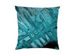 Dekokissen QUEENCE "Abstraktes Muster türkis", blau (bedruckt), B:40cm L:40cm, Polyester, Dekokissen_Sitzkissen_Kissenhüllen, Beidseitig bedruckte Kissenhülle, Kissen 40x40cm, inkl. Reißverschluss