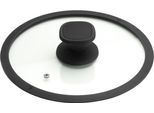 Deckel PINTINOX "Pinti Pro", schwarz (transparent, edelstahlfarben, schwarz), Ø:26cm, Edelstahl, Glas, Kunststoff, Deckel, Topfdeckel, mit Kunsttoffknaupf, spülmaschinengeeignet