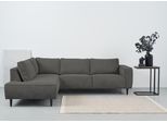 Ecksofa HOME AFFAIRE "Fumone, Lederoptik oder Soft-Touch Chenille", schwarz (onyx), B:260cm H:83cm T:200cm, 90% PES; 10% NY, Sofas, Ecksofa, Breite 260, mit schwarzen Massivholzfüßen