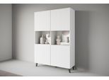 Highboard HOME AFFAIRE "Phuket, Front MDF", weiß (weiß matt, weiß matt mdf), B:120cm H:168cm T:39cm, Sideboards, Highboard, Moderne Hochkommode ohne Griffe mit 10 Fächern, Breite 120 cm