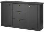 Sideboard HOME AFFAIRE "Lincoln, moderner Schrank, schwarze Kommode, 158 cm breit", schwarz matt, B:158cm H:92cm T:42cm, Sideboards, Sideboard, edles Design, messingfarbene Knopfgriffe, in 2 Größen verfügbar