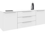 Sideboard BORCHARDT MÖBEL "Oliva, hängend oder stehend mit Metallgriffen", weiß (weiß matt), B:166cm H:53cm T:35cm, Spanplatte, Sideboards, Sideboard, Breite 166 oder 200cm, 2 Türen 3 Schubfächer