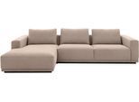 Ecksofa MUSTERRING "JustB PM200, mit Holzrahmen in schwarz", sand, B:316cm H:78cm T:166cm, 94% Polyester, 6% Nylon, Sofas, Ecksofa, Anreihsofa rechts & Longchair links, mit Armlehnen, inkl. Rückenkissen