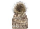 Bommelmütze STYLEBREAKER "Alpaka Strick Bommelmütze bunt gemustert", Damen, braun (braun, beige, grau), 10% Alpaka WP. 75% Polyacryl PAN. 15% Wolle WO. Futter: 100% Polyester PES., Modisch, Mützen Bommelmütze